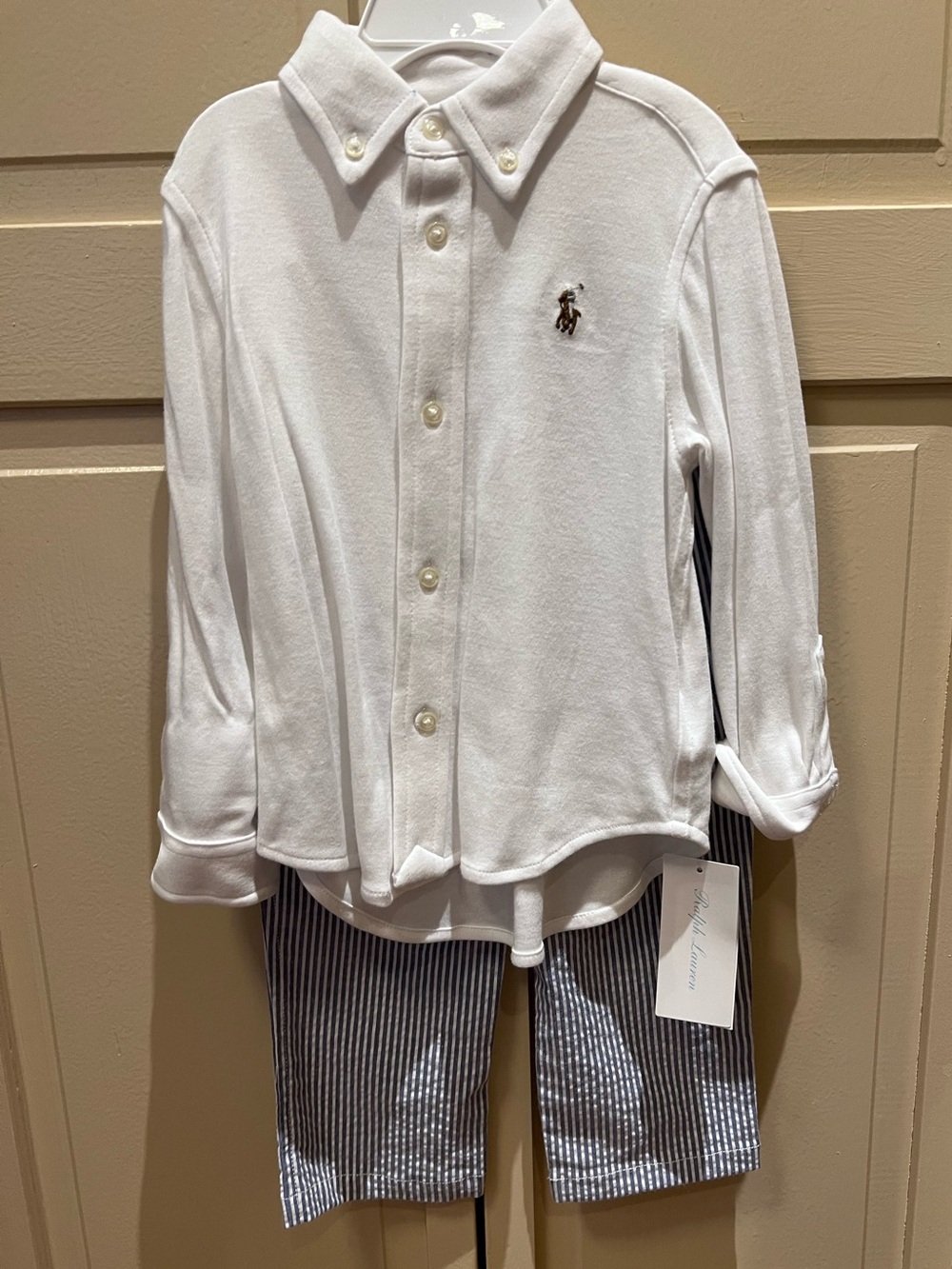 Polo Ralph Lauren Baby Boys Button-Down Shirt, Belt & Seersucker Pants Set